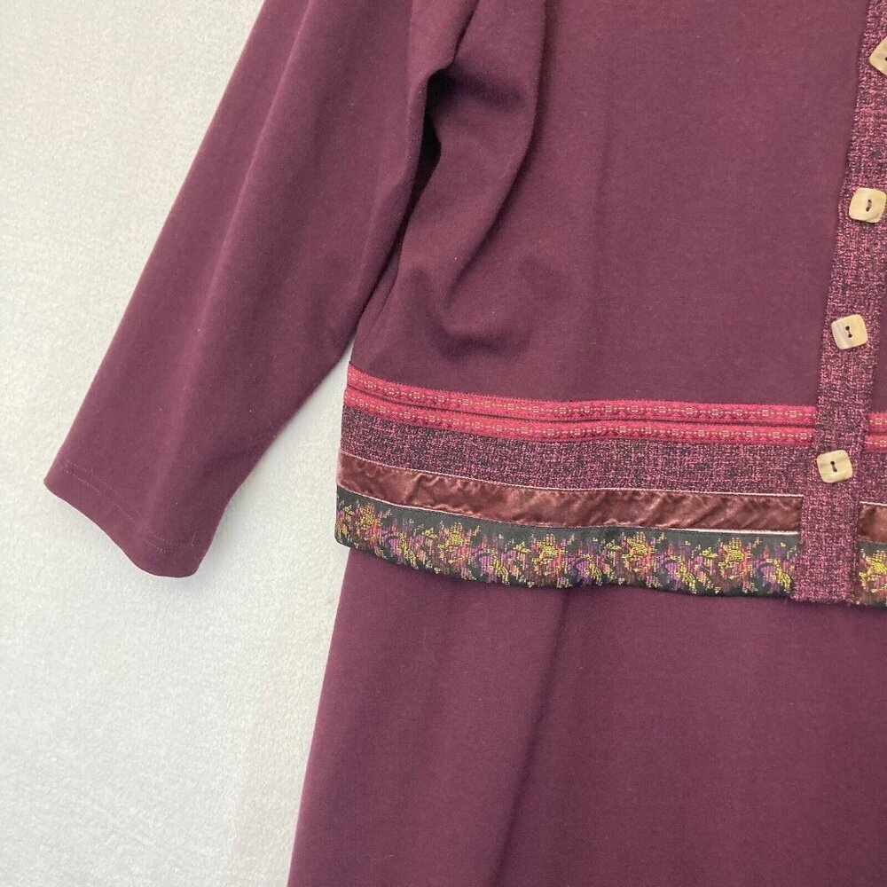 Coldwater Creek Maxi Dress & Cardigan Sweater Set PXL Burgundy Modest XL Petite - Picture 10 of 16